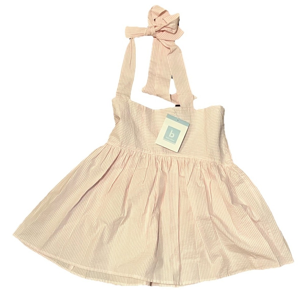 Bella Bliss Pink Seersucker Ruffle Halter Top Girls Size 14 NWT Preppy Classic‎